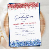 Patriottisch rood wit blauw modern glitter Afstude Kaart