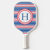 Patriottisch rood wit & blauw modern monogram pickleball paddle (Voorkant)