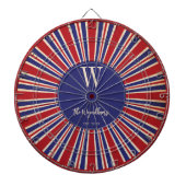 Patriottisch Rood Wit Blauw Monogram Opgericht Dartbord (Voorkant)