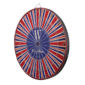 Patriottisch rood wit blauw monogram vastgesteld dartbord (Voorkant Rechts)