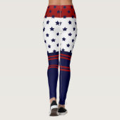 Patriottisch Rood Wit & Blauw Ontwerp Leggings (Achterkant)