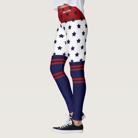 Patriottisch Rood Wit & Blauw Ontwerp Leggings (Links)
