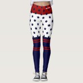 Patriottisch Rood Wit & Blauw Ontwerp Leggings (Voorkant)