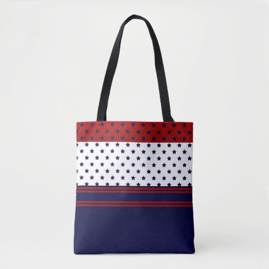 Patriottisch Rood Wit & Blauw Ontwerp Tote Bag (Voorkant)