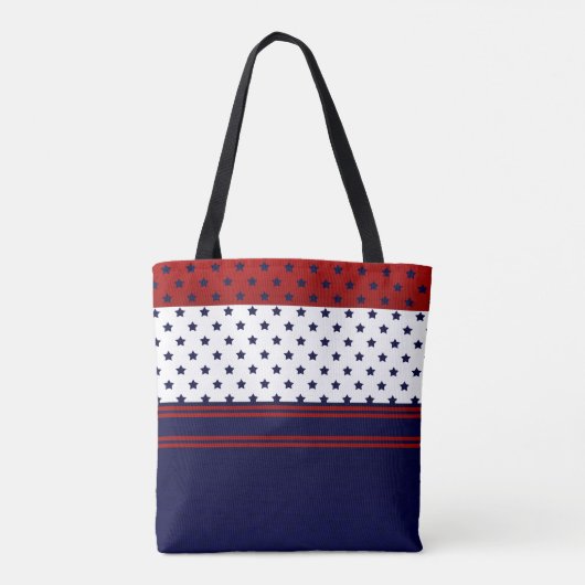 Patriottisch Rood Wit & Blauw Ontwerp Tote Bag (Achterkant)