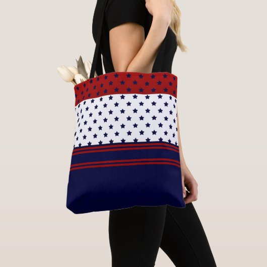 Patriottisch Rood Wit & Blauw Ontwerp Tote Bag (Dichtbij)