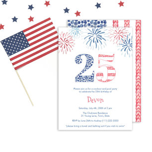 Patriottisch Rood Wit & Blauw Plezier 25e Verjaard Kaart