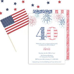 Patriottisch Rood Wit Blauw Plezier 40e Verjaardag Kaart