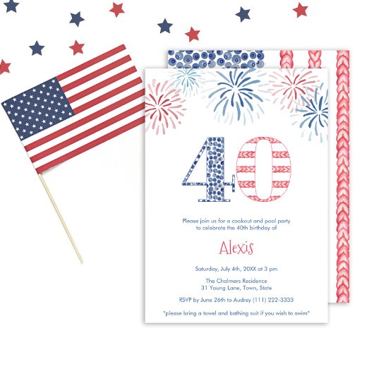 Patriottisch Rood Wit Blauw Plezier 40e Verjaardag Kaart