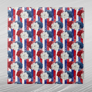 Patriottisch rood wit blauw Roos Stripe Floral Tegeltje
