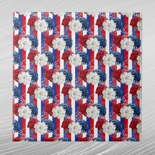 Patriottisch rood wit blauw Roos Stripe Floral Tegeltje
