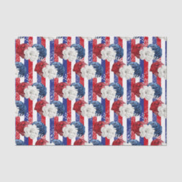 Patriottisch rood wit blauw Roos Stripe Floral Tissuepapier