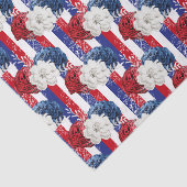 Patriottisch rood wit blauw Roos Stripe Floral Tissuepapier (Detail)