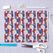 Patriottisch rood wit blauw Roos Stripe Floral Tissuepapier (Craft)