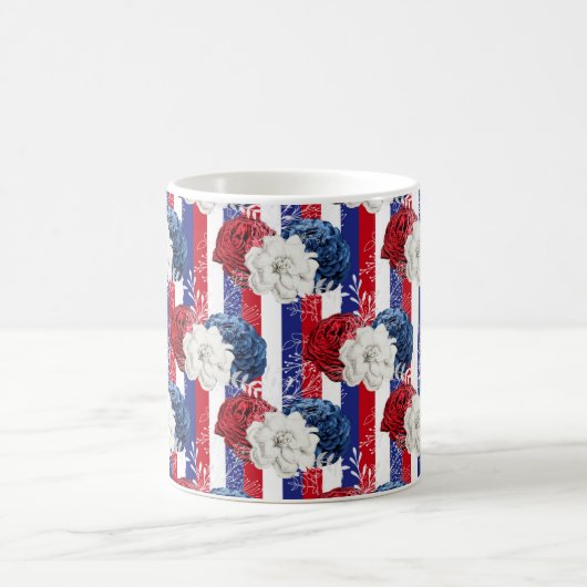 Patriottisch rood wit blauw Roos Stripe Koffiemok (Center)