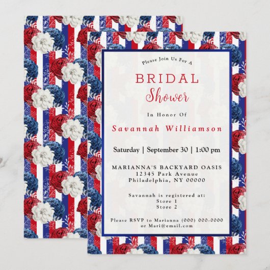 Patriottisch rood wit blauw Roos Stripe Vrijgezell Kaart (Voorkant / Achterkant)