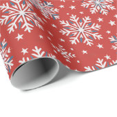 Patriottisch Rood Wit Blauw Sneeuwvlok Kerstverpak Cadeaupapier (Rol Hoek)