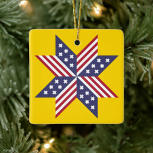 Patriottisch rood wit blauw standaard sterren Stri Keramisch Ornament