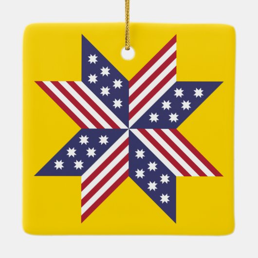 Patriottisch rood wit blauw standaard sterren Stri Keramisch Ornament (Achterkant)