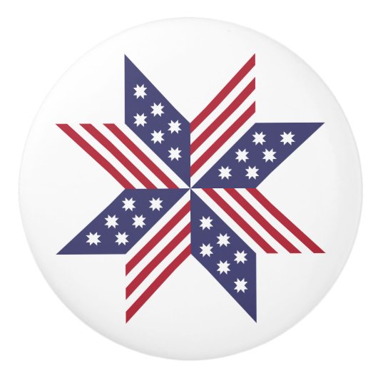 Patriottisch rood wit blauw standaard sterren Stri Keramische Knop (Voorkant)