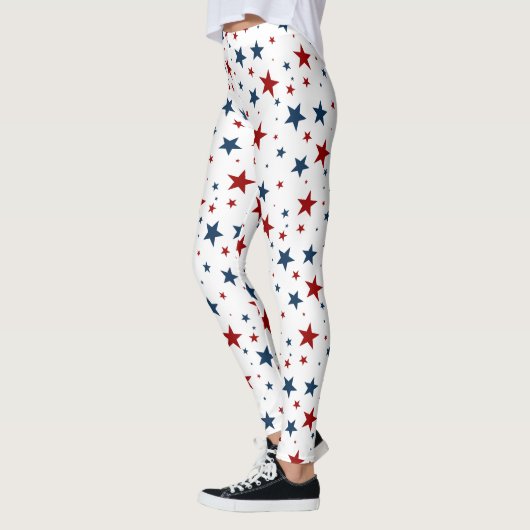 Patriottisch Rood Wit Blauw Sterpatroon Leggings (Links)