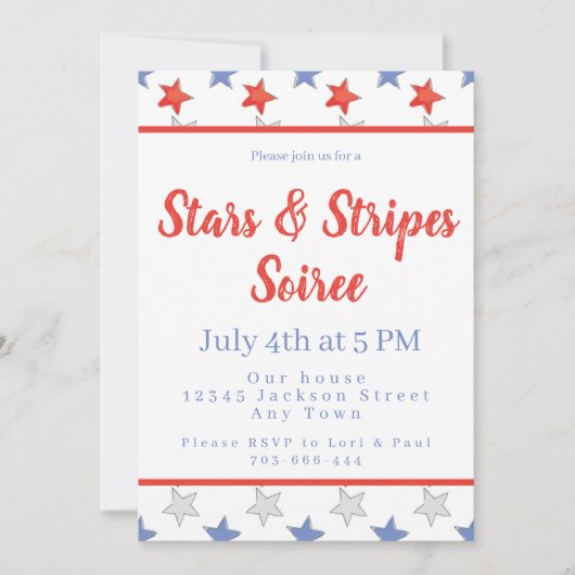 Patriottisch Rood Wit Blauw Sterren 4th van Juli F Kaart (Voorkant)