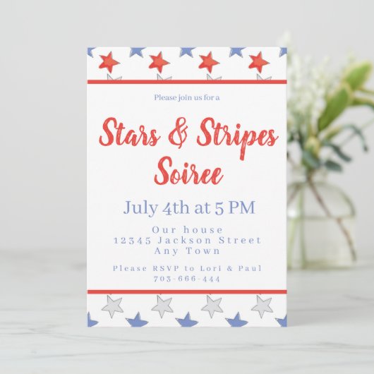 Patriottisch Rood Wit Blauw Sterren 4th van Juli F Kaart (Staand voorkant)