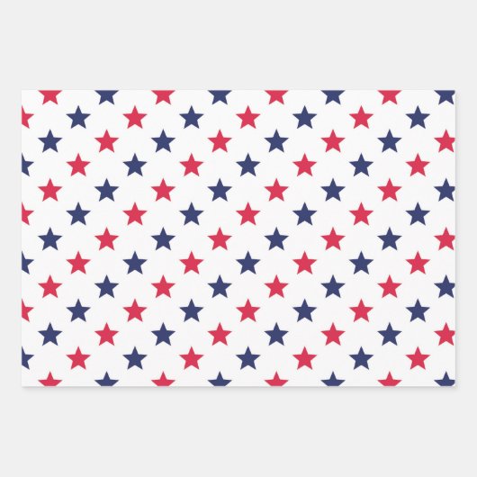 Patriottisch Rood Wit Blauw Sterren Amerikaans Inpakpapier Vel (Voorkant 3)