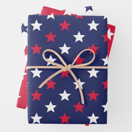 Patriottisch Rood Wit Blauw Sterren Amerikaans Inpakpapier Vel (In situ)