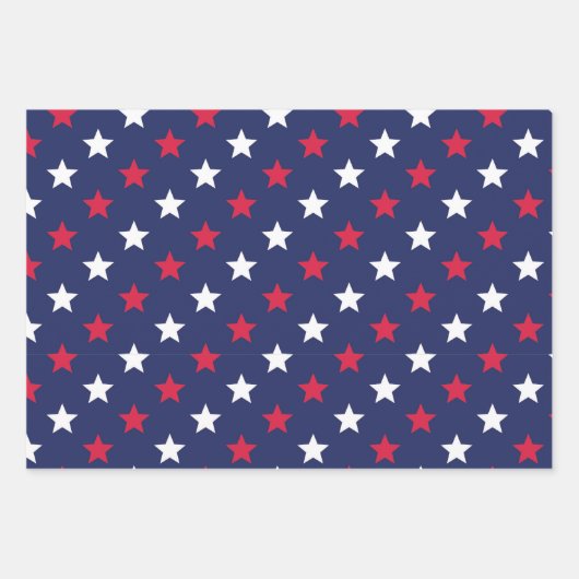 Patriottisch Rood Wit Blauw Sterren Amerikaans Inpakpapier Vel (Voorkant)