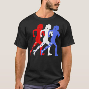 Patriottisch rood wit blauw sterren lopen vrouwen  t-shirt