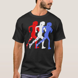 Patriottisch rood wit blauw sterren lopen vrouwen t-shirt