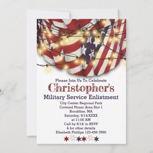 Patriottisch Rood Wit Blauw Sterren Militaire Indi Kaart (Voorkant)