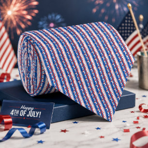 Patriottisch rood wit blauw sterren strepen USA pa Stropdas