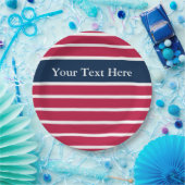 Patriottisch Rood Wit Blauw Streepjespatroon Jouw  Papieren Bordje (Feest)