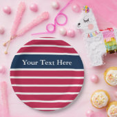 Patriottisch Rood Wit Blauw Streepjespatroon Jouw  Papieren Bordje (Feest)