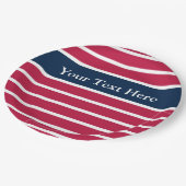 Patriottisch Rood Wit Blauw Streepjespatroon Jouw  Papieren Bordje (Gekanteld)