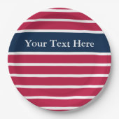 Patriottisch Rood Wit Blauw Streepjespatroon Jouw  Papieren Bordje (Voorkant)