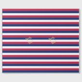 Patriottisch Rood Wit Blauw Strepen Patroon Gouden Cadeaupapier (Vlak)