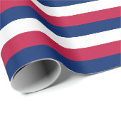 Patriottisch Rood Wit Blauw Strepen Patroon Gouden Cadeaupapier (Rol Hoek)