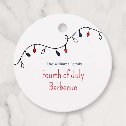 Patriottisch Rood Wit Blauw String Lichten 4 Juli Bedankjes Labels (Voorkant)