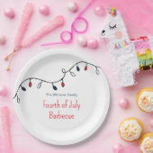 Patriottisch Rood Wit Blauw String Lichten 4 Juli Papieren Bordje (Feest)