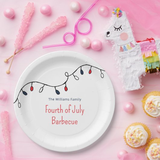 Patriottisch Rood Wit Blauw String Lichten 4 Juli Papieren Bordje (Feest)