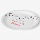 Patriottisch Rood Wit Blauw String Lichten 4 Juli Papieren Bordje (Gekanteld)