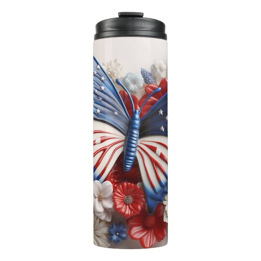 PATRIOTTISCH ROOD WIT BLAUW USA VLINDER THERMOSBEKER (Voorkant)