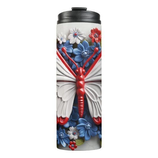 PATRIOTTISCH ROOD WIT BLAUW USA VLINDER THERMOSBEKER (Voorkant)