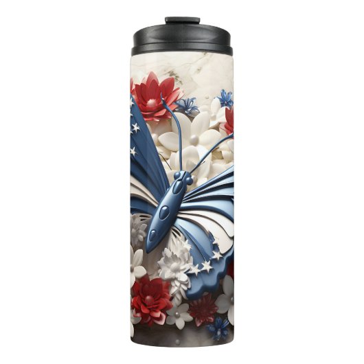 PATRIOTTISCH ROOD WIT BLAUW USA VLINDER THERMOSBEKER (Voorkant)