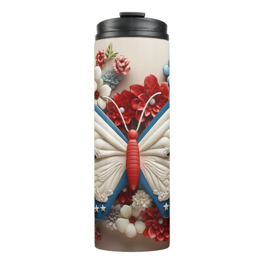PATRIOTTISCH ROOD WIT BLAUW USA VLINDER THERMOSBEKER (Voorkant)