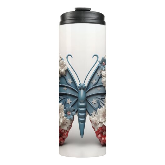 PATRIOTTISCH ROOD WIT BLAUW USA VLINDER THERMOSBEKER (Voorkant)