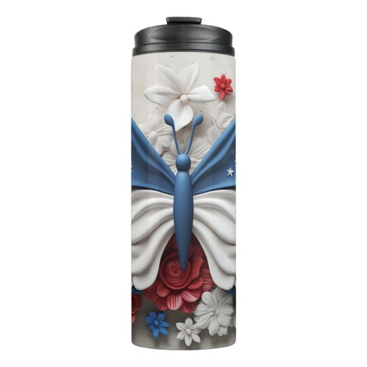 PATRIOTTISCH ROOD WIT BLAUW USA VLINDER THERMOSBEKER (Voorkant)